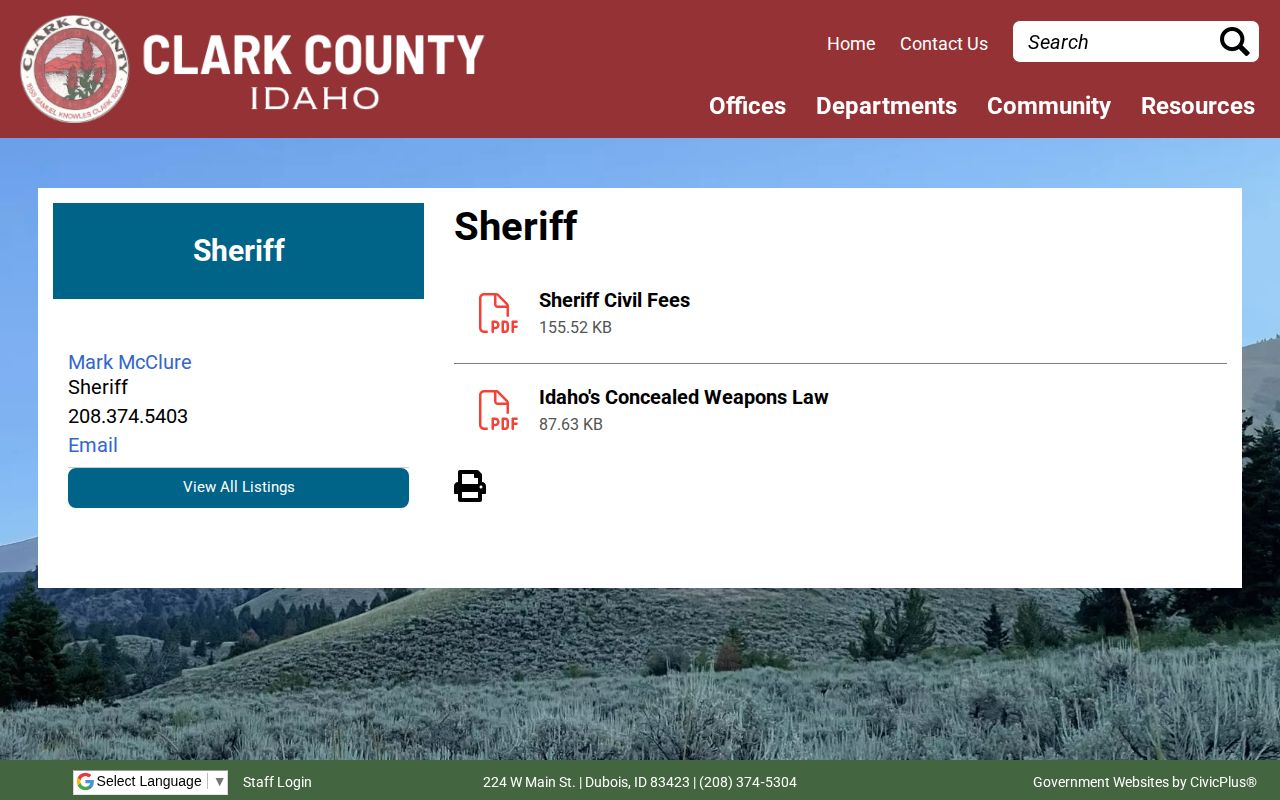 Clark County Jail release contact page