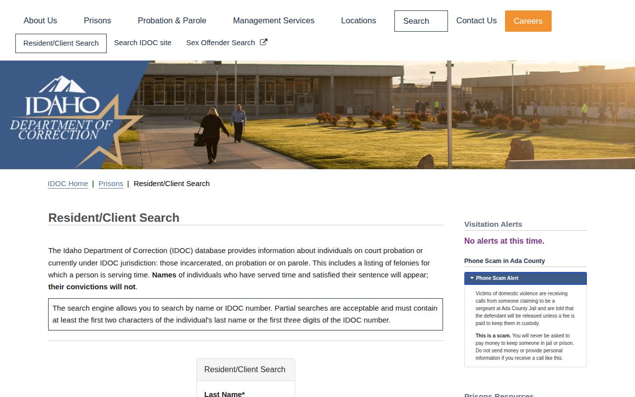Clark County IDOC released inmate search form